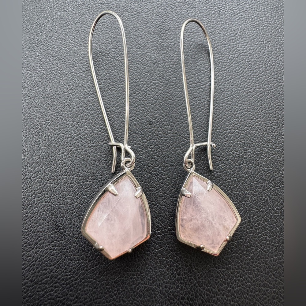 Kendra Scott Carinne Silver & Rose Quartz Dangle Earrings